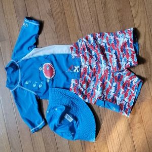UV Skinz Boys 3pc Shark Swimsuit Set Size 3T